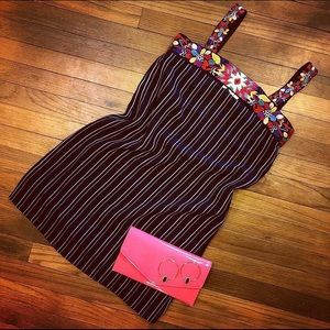 Embroidered Detail Black Sundress